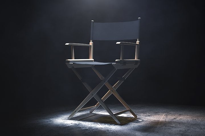 Director Chair, Movie Clapper and Megaphone in the volumetric li