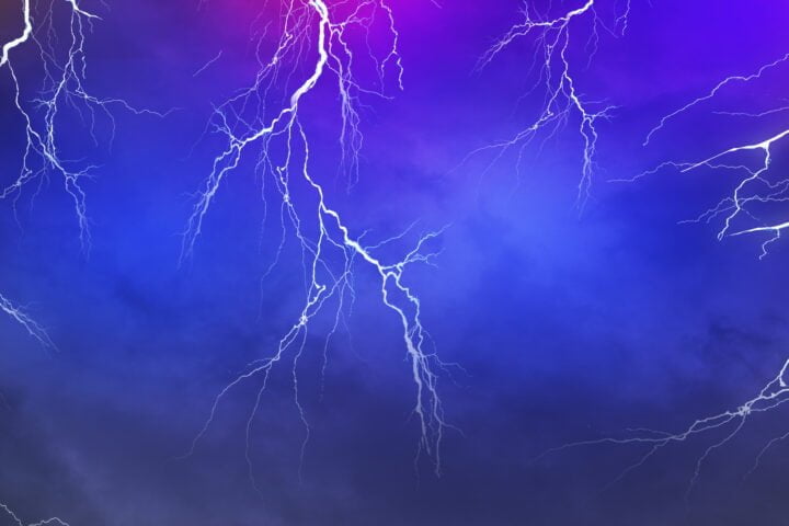 Lightning, thunder cloud dark cloudy sky, Copy space for your te