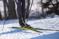 Detail of nordic ski skier on a slope