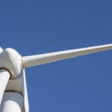 Detail of a windmill with a blue sky