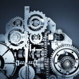 Gears and cogs mechanism. Industrial machine, engine