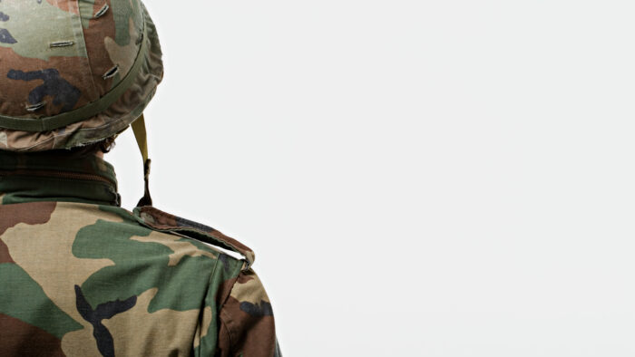 Rear view of soldier