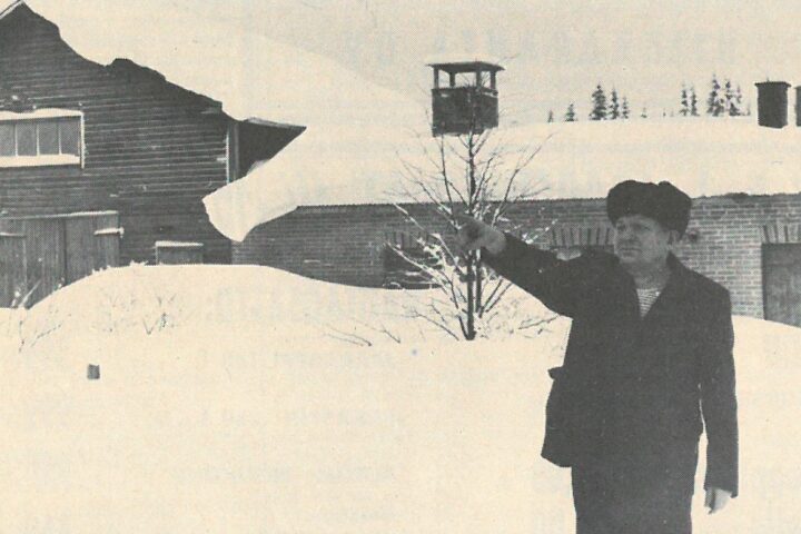 Vanha kuva Reino Kämäräinen ja lumi vuosi 1974 Kiuruvesi-lehti