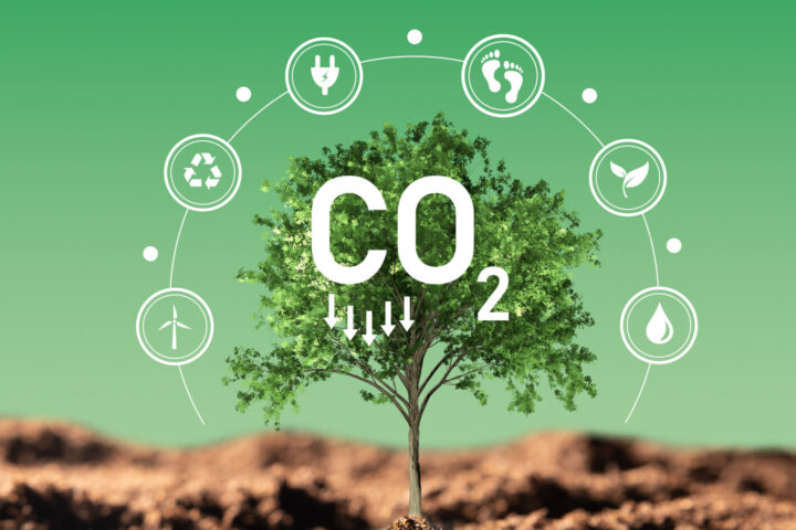 Carbon dioxide emissions, carbon footprint concept