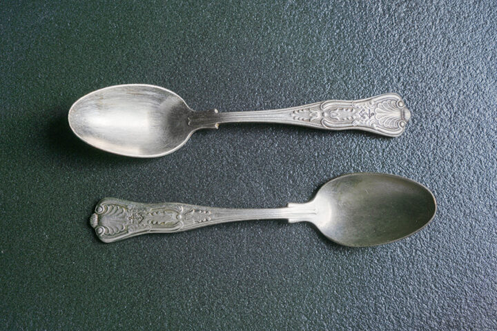 antique silver spoon with ornaments