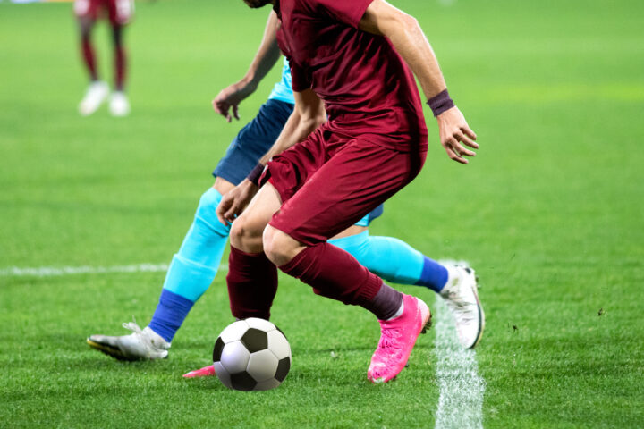 banner of soccer game players fighting for football