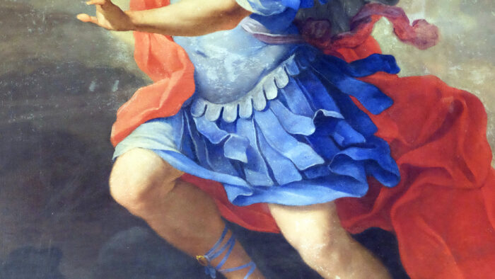 St Michael the Archangel, altarpiece by Ludovico Gimignani in Chapel of St Michael the Archangel, Basilica di Sant Andrea delle Fratte, Rome, Italy
