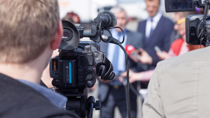 Journalism. News conference. Media event.